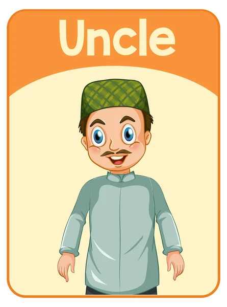 Educational English Word Card Uncle Illustration — Stock Vector