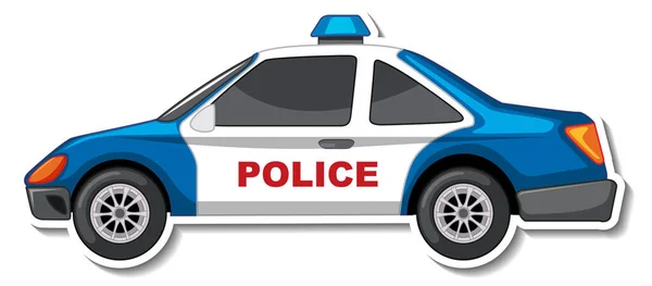 Diseño Etiqueta Engomada Con Vista Lateral Del Coche Policía Ilustración — Vector de stock