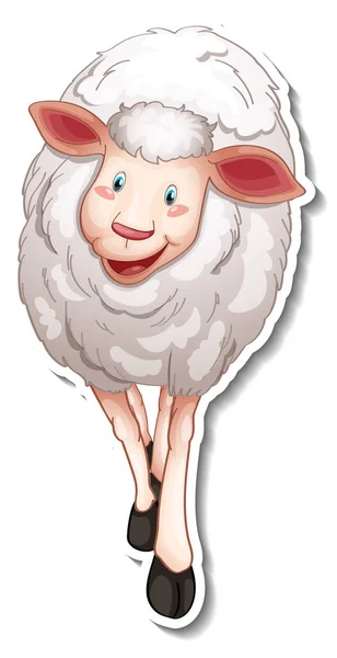 かわいい羊の漫画のキャラクターイラストシールデザイン — ストックベクタ
