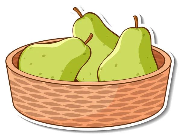 Sticker Basket Many Pears Illustration — Stock Vector
