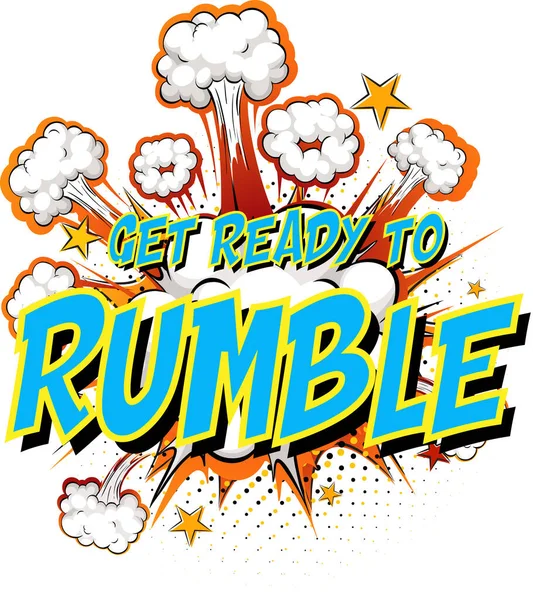 Palavra Prepare Para Rumble Quadrinhos Nuvem Explosão Fundo Ilustração — Vetor de Stock