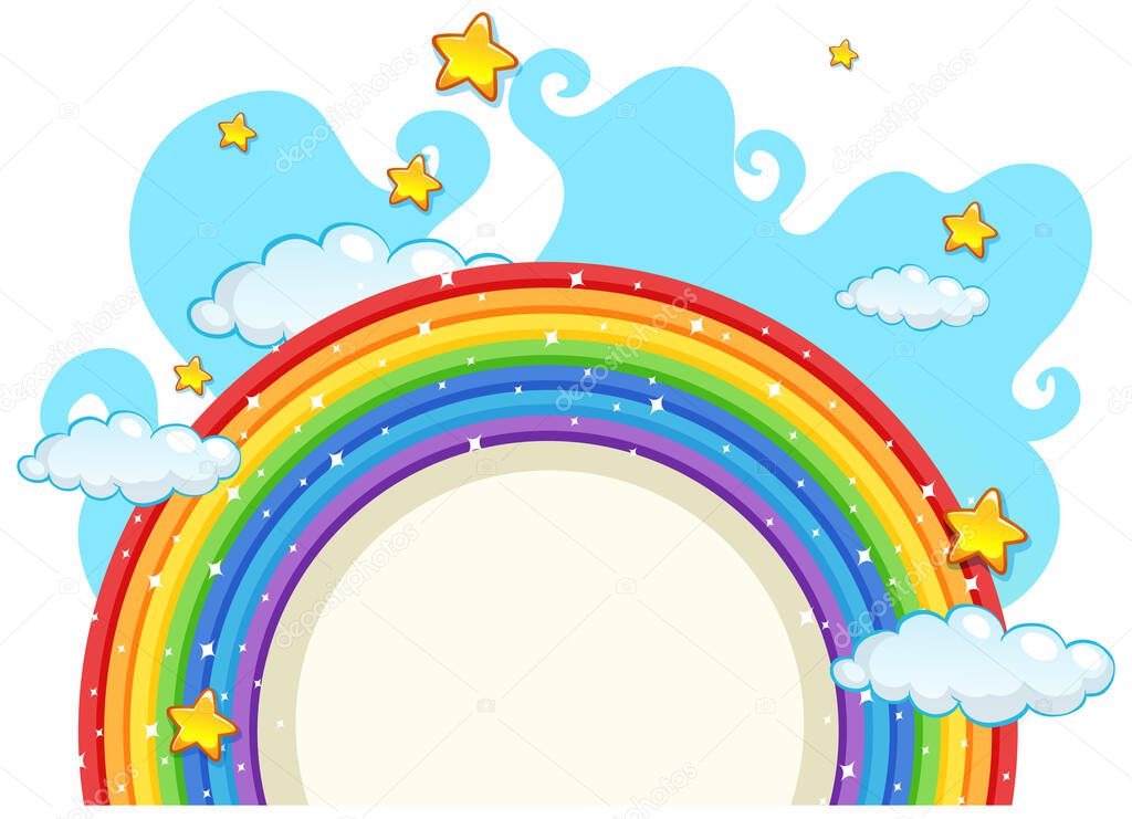 Empty banner with rainbow frame on white background illustration