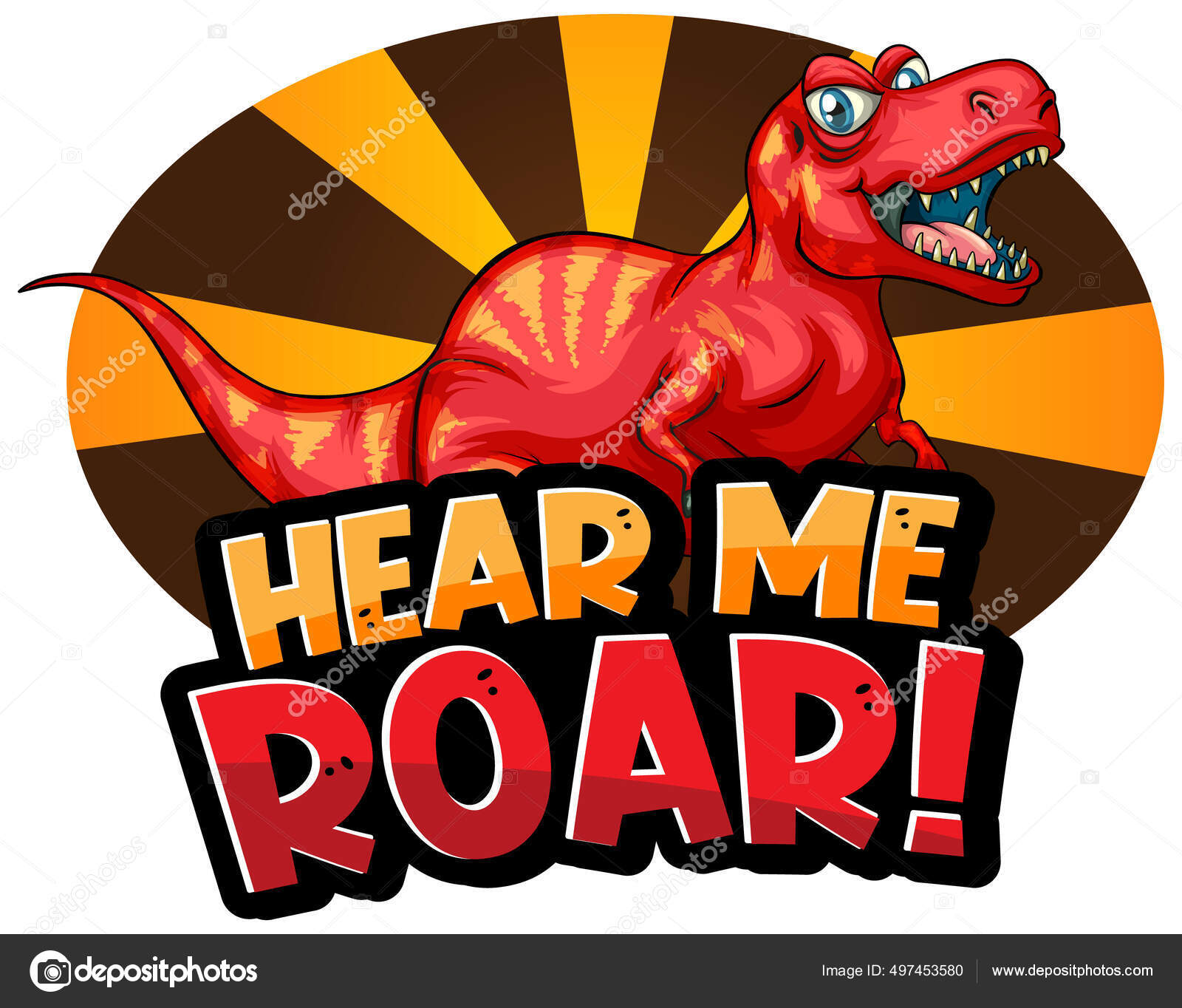 Hear Roar Word Typography Dinosaur Cartoon Character Illustration Stock Vector Image By C Interactimages 497453580