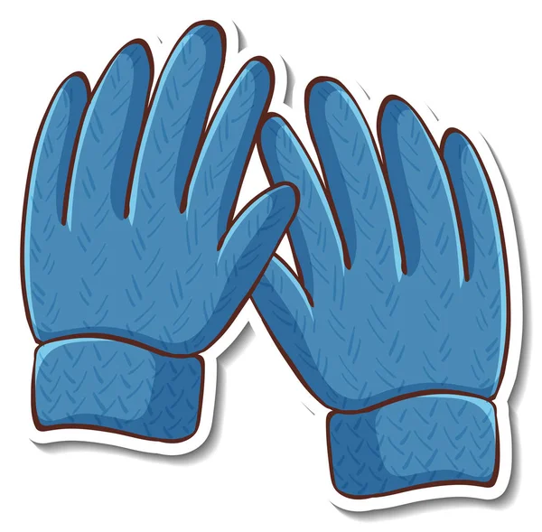 Sticker Design Blue Gloves Isolated Illustration — Stock Vector
