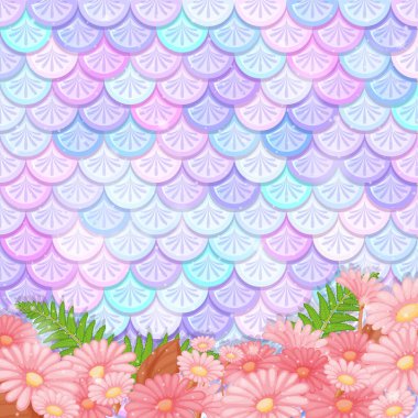 Pastel deniz kızı deseni ve birçok çiçek deseni