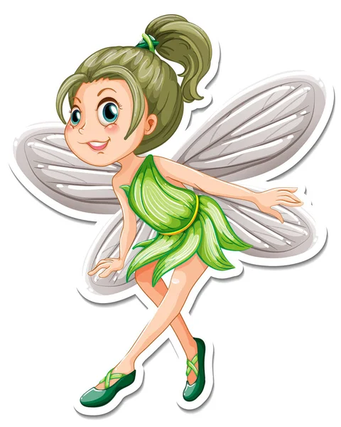 Beautiful Fairy Cartoon Character Sticker Illustration — Stock Vector