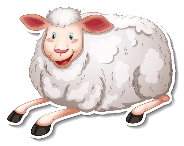 Sticker Design Cute Sheep Cartoon Character Illustration — Stock Vector