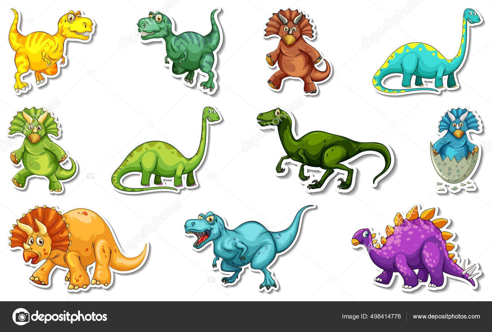 Autocolantes de dragões e dinossauros Desenho de dinossauro verde