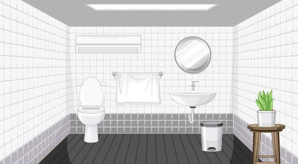 Baño Diseño Interiores Con Ilustración Muebles — Archivo Imágenes Vectoriales