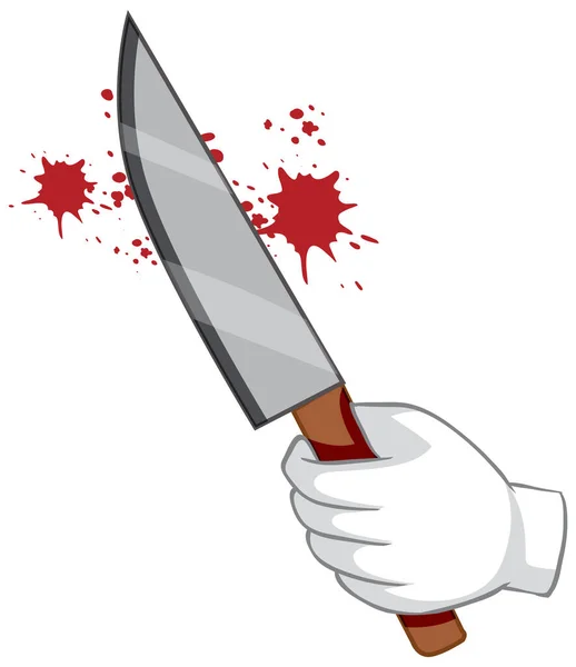 Bloody Knife Hand White Background Illustration — Stock Vector