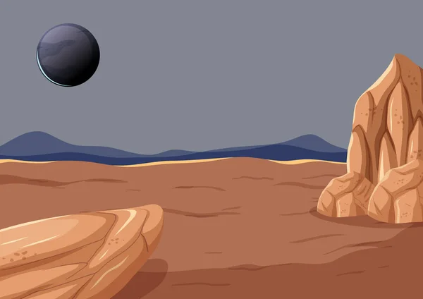 Paisaje Superficie Del Espacio Exterior Con Ilustración Del Planeta — Vector de stock