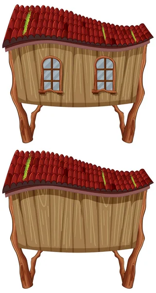 Fantasy Wooden Hut White Background Illustration — Stock Vector