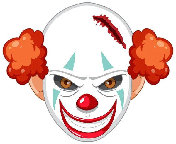 Visage Clown Effrayant Sur Fond Blanc Illustration — Image vectorielle