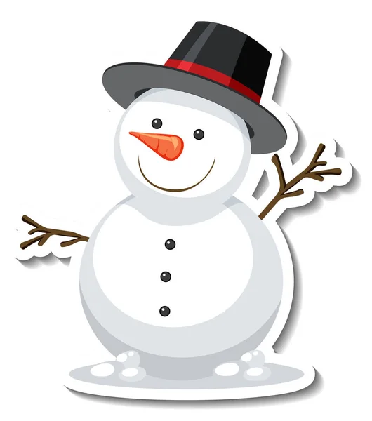 Sticker Template Snowman Cartoon Character Isolated Illustration — Stock Vector