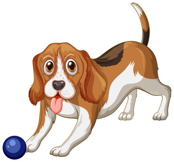 Desenhos Animados Cão Beagle Sobre Fundo Branco Ilustração — Vetor de Stock