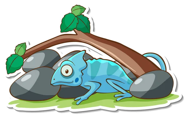 Adesivo Disegno Con Chameleon Lizard Isolato Illustrazione — Vettoriale Stock