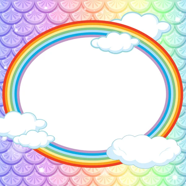 Ovaal Frame Template Regenboog Vis Schalen Achtergrond Illustratie — Stockvector