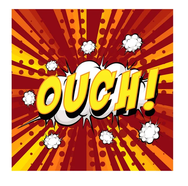 Comic Speech Bubble Ouch Text Illustration — Stock Vector