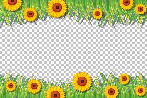 Sonnenblumenrahmen Vorlage Auf Transparentem Hintergrund — Stockvektor