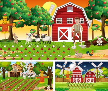 Farklı zamanlarda gösterilen tarım sahneleri