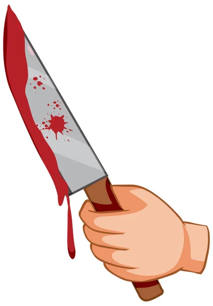 Krvavý Nůž Rukou Bílém Pozadí Ilustrace — Stockový vektor