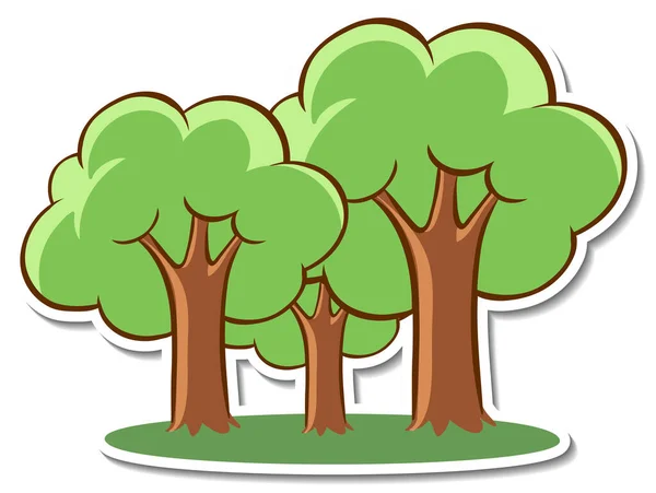 Desenhos Animados Árvore Adesivo Fundo Branco Ilustração —  Vetores de Stock