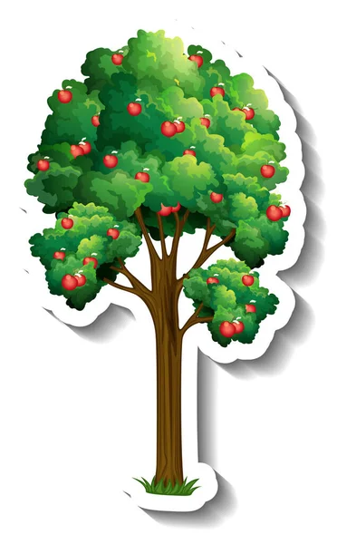 Apfelbaum Aufkleber Auf Weißem Hintergrund Illustration — Stockvektor