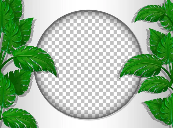 Cadre Rond Transparent Avec Illustration Modèle Feuilles Tropicales — Image vectorielle