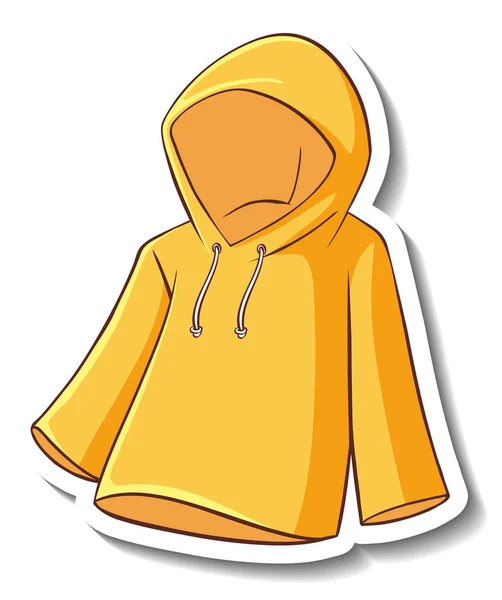 Een Sticker Sjabloon Met Een Gele Hoodie Geïsoleerde Illustratie — Stockvector