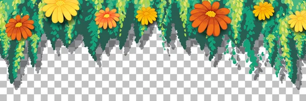 Blumen Und Blätter Transparente Hintergrundillustration — Stockvektor