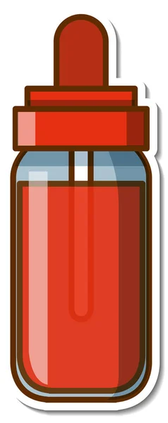 Etiqueta Botella Tinta Roja Sobre Fondo Blanco Ilustración — Vector de stock