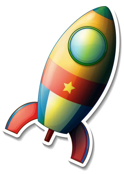 Una Plantilla Pegatina Con Rocket Space Cartoon Ilustración Aislada — Vector de stock