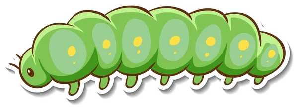 Σχεδιασμός Αυτοκόλλητων Χαριτωμένο Πράσινο Σκουλήκι Απομονωμένη Εικόνα — Διανυσματικό Αρχείο