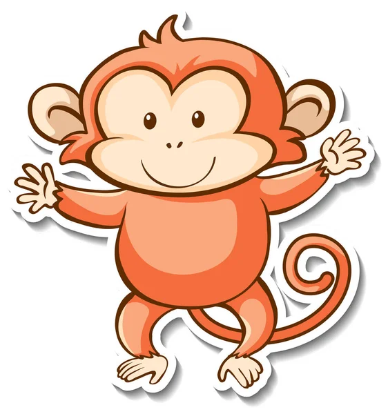 Σχεδιασμός Αυτοκόλλητων Χαριτωμένο Μαϊμού Απομονωμένη Εικόνα — Διανυσματικό Αρχείο