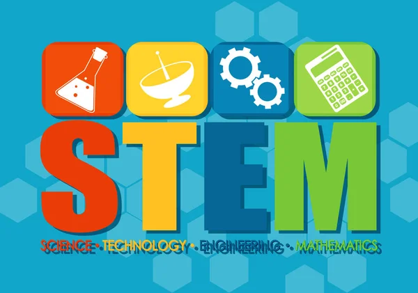 Banner Logotipo Educación Stem Con Ilustración Iconos Aprendizaje — Vector de stock