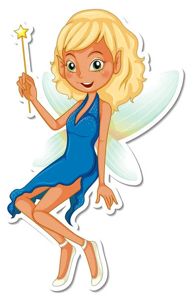 Beautiful Fairy Cartoon Character Sticker Illustration — Stock Vector