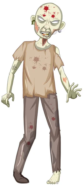 Personaje Zombie Miedo Ilustración Fondo Blanco — Vector de stock