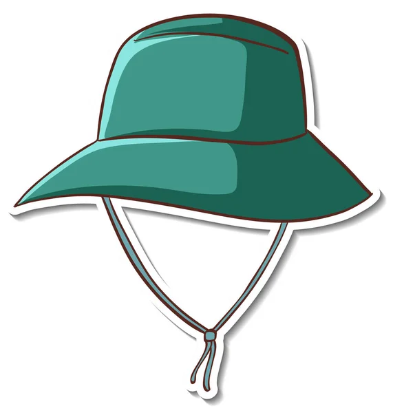 Diseño Etiqueta Engomada Con Sombrero Cubo Verde Ilustración Aislada — Archivo Imágenes Vectoriales