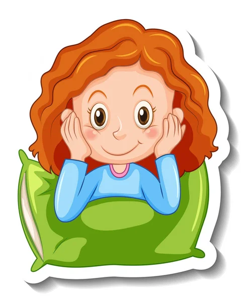 Sticker Template Girl Smiling Isolated Illustration — Stock Vector