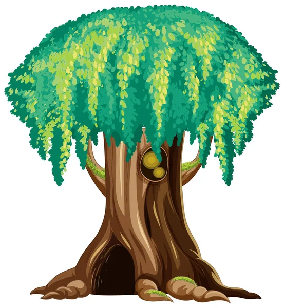 Fantasie Riesigen Baum Auf Weißem Hintergrund Illustration — Stockvektor