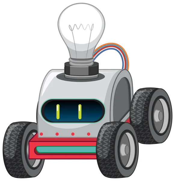 Vintage Robot Car Toy Light Bulb Illustration — Stock Vector