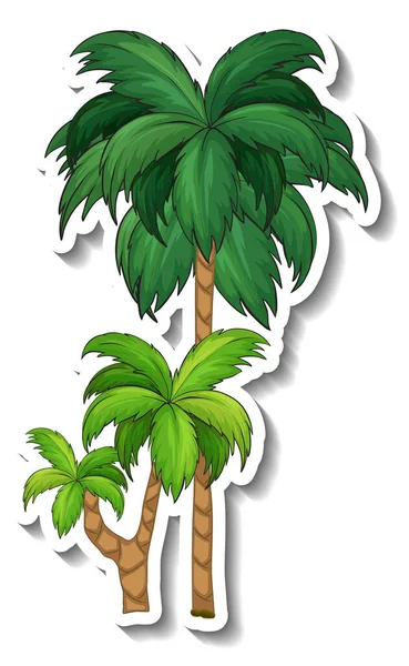 Palm Träd Klistermärke Vit Bakgrund Illustration — Stock vektor