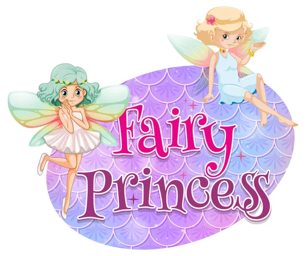 Сказочный Персонаж Типографикой Шрифта Fairy Princess Пастельных Весах Изолированная Иллюстрация — стоковый вектор