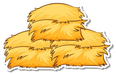 Beyaz arkaplan illüstrasyonunda saman yığını etiketi