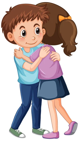 Two Children Hugging Each Other Illustration — Stock Vector