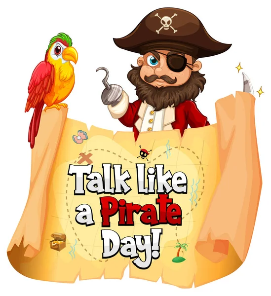 Разговоры Баннер Пиратского Дня Иллюстрацией Персонажа Мультфильма Пиратах — стоковый вектор