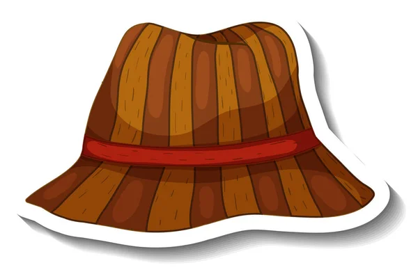 Modello Adesivo Con Cappello Marrone Secchio Illustrazione Isolata — Vettoriale Stock