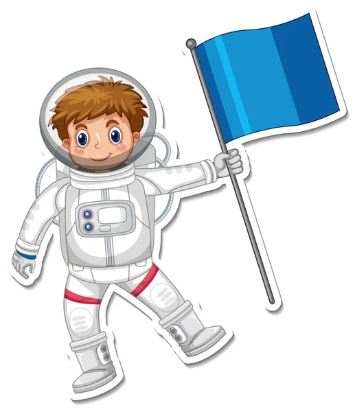 Sticker Template Astronaut Cartoon Character Isolated Illustration — Stock Vector