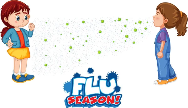 Flu Season Fuente Estilo Cartoon Con Una Chica Mira Amigo — Archivo Imágenes Vectoriales