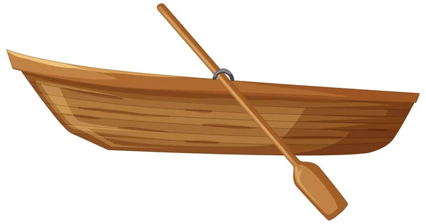 Holzboot Mit Paddel Auf Weißem Hintergrund Illustration — Stockvektor